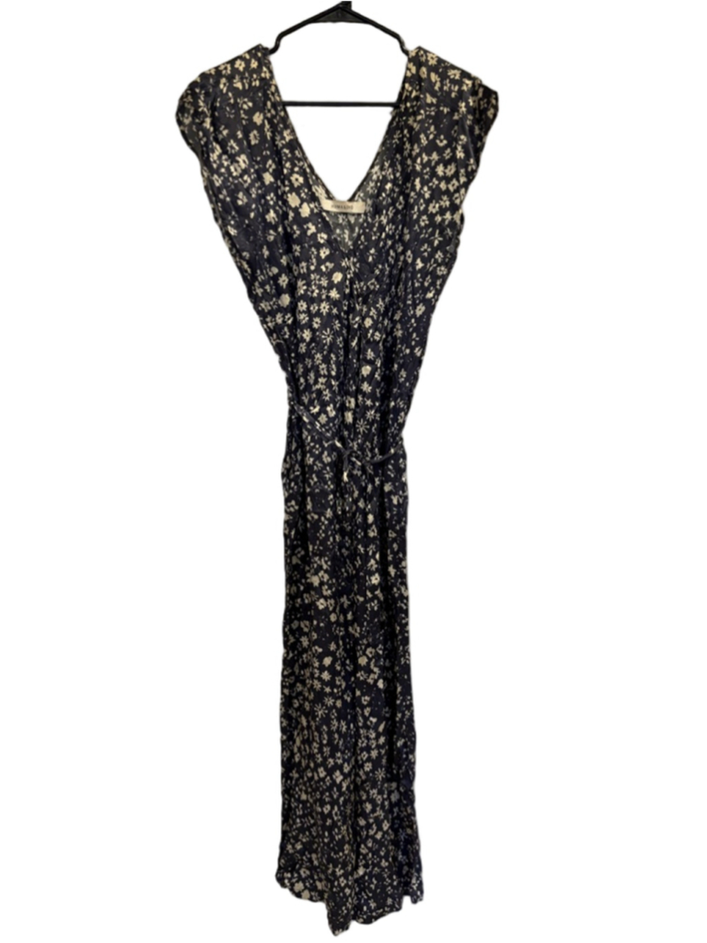 HUMANOID Ditsy Floral V-Neck Wide Leg Jumpsuit Small